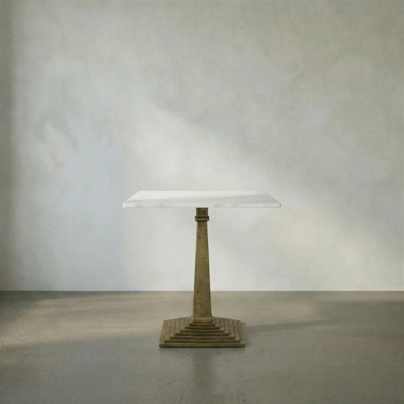 Fadim Marble Top End Table, Antique Brass
