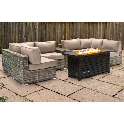 Lsi Fully Assembled 4 Person Seating Group With Firepit And Sunbrella Cushions by Latitude Run