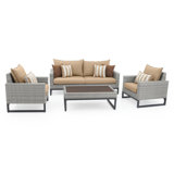 Milo 4 Piece Rattan Sunbrella Sofa Set with Cushions