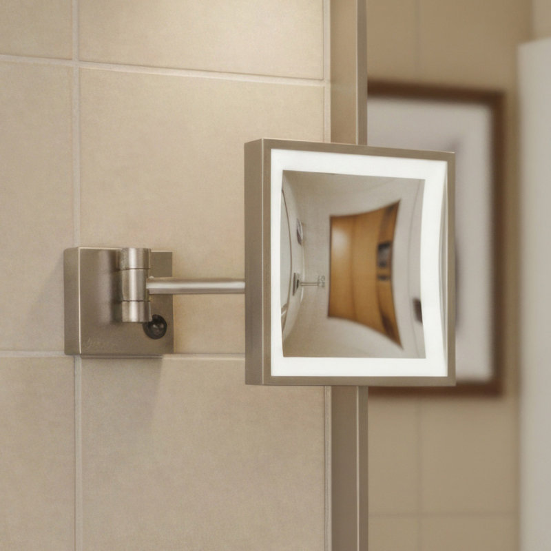 Miroir de maquillage/rasage à double carré, Nickel brossé