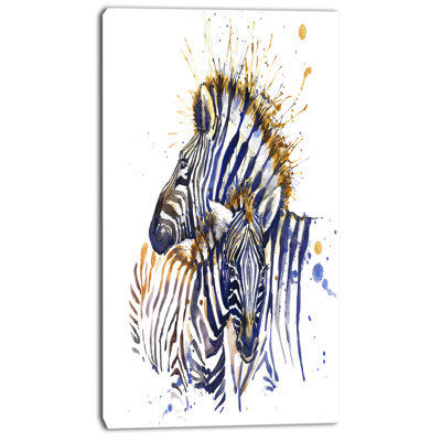 « zèbre aquarelle à droite », reproduction d’art sur toile tendue