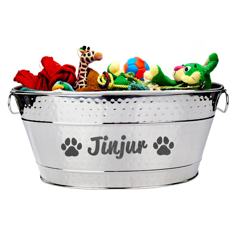 Trinx Large Personalized Stainless Steel Dog Toy Storage Bin, Yes