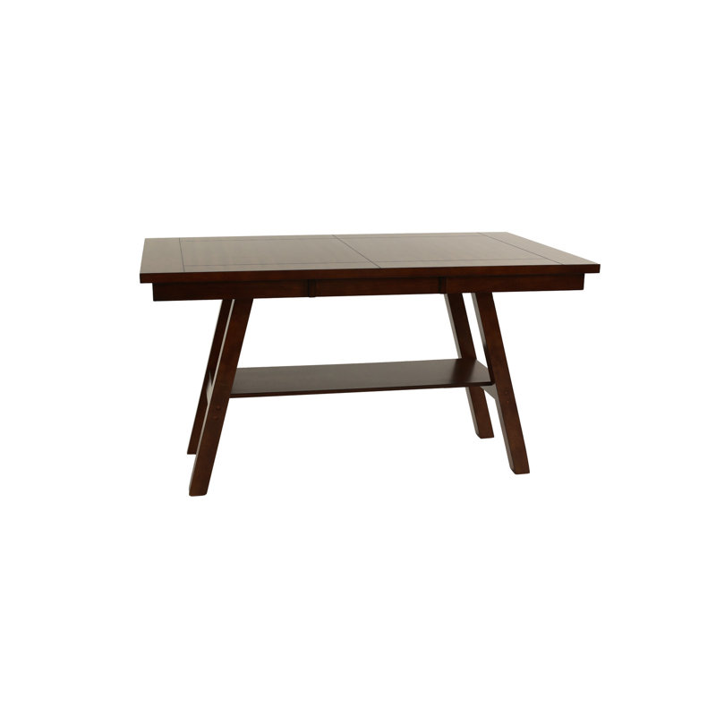 Table rectangulaire à hauteur de comptoir, noyer foncé, fabriquée en bois d'hévéa, finition rectangulaire en noyer, hauteur, placage