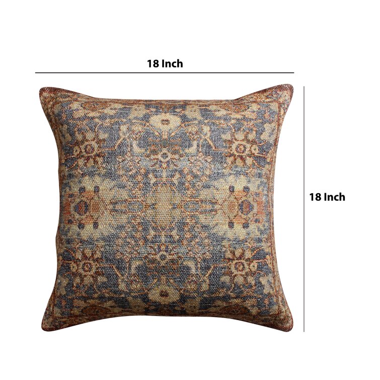 Buy 18 x 18 Handcrafted Square Cotton Accent Throw Pillow, Floral