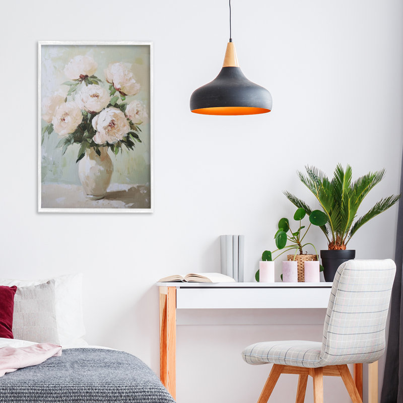 Giclée encadrée de rose pâle, par Petal Prints Design, H 24 po x l 16 po, Estampe numérique encadrée blanc bord de mer