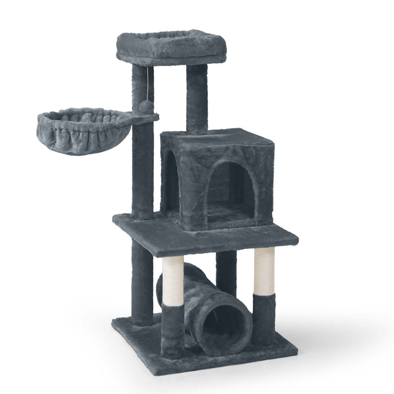 40'' Dark Gray Multi-Level Cat Activity Tree with Sisal Scratching Posts