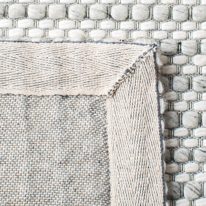 Tapis gris clair / ivoire en laine tissé à plat Sullivan, Rectangle 8 pi x 10 pi