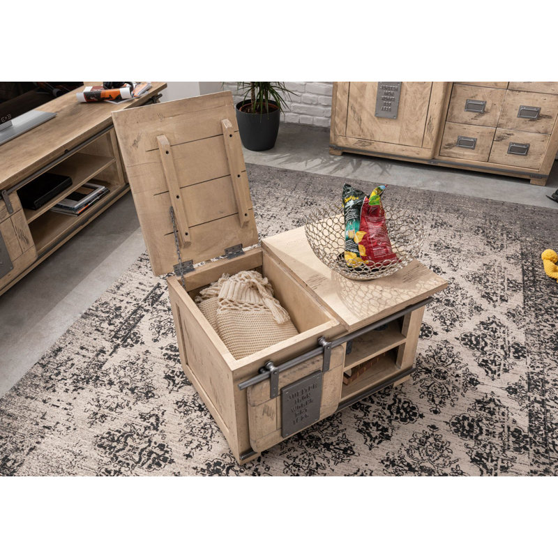 Railway Solid Wood 70 cm W Chest of 2 Drawers, Whitewash Lacquered