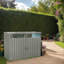 Remise en métal pour poubelle extérieure avec portes verrouillables et couvercles relevables, rangement en acier galvanisé pour le jardin ou la cour-113586094