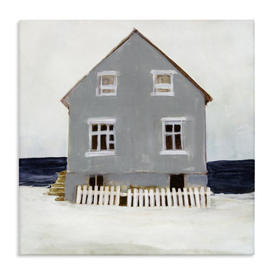 Hiver, plage, maison, paysage, côte fraîche, ligne