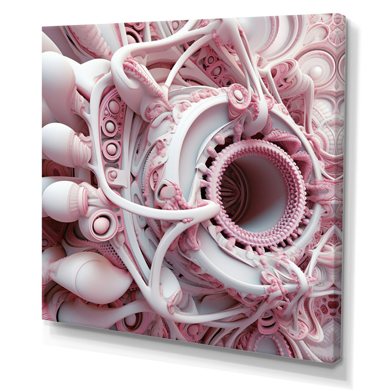 Alien Fractal Space Universe en 3D rose, H 30 po x l 30 po x P 1 po, Toile tendue