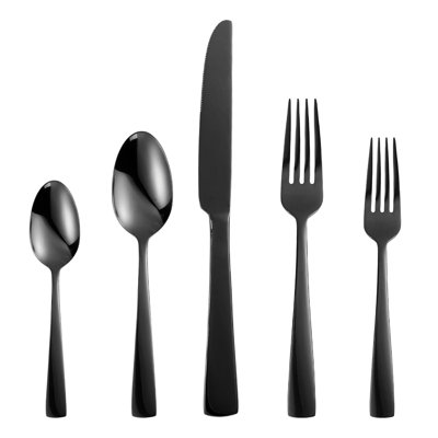 20-Piece Black Stainless Steel Flatware Set For 4 With Steak Knives