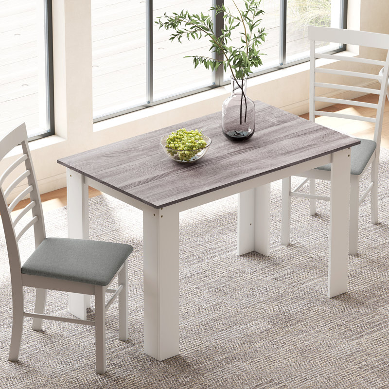 Dining Table, White, Grey Wood