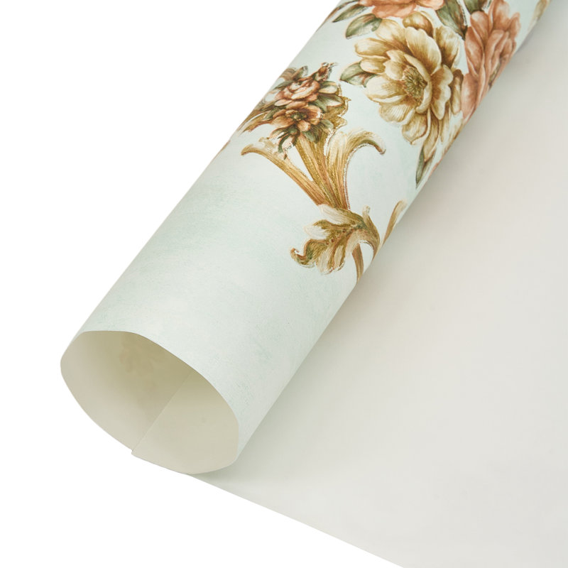 Non-Pasted Non-Woven 3D Embossed Wallpaper Roll, Green/Bronze