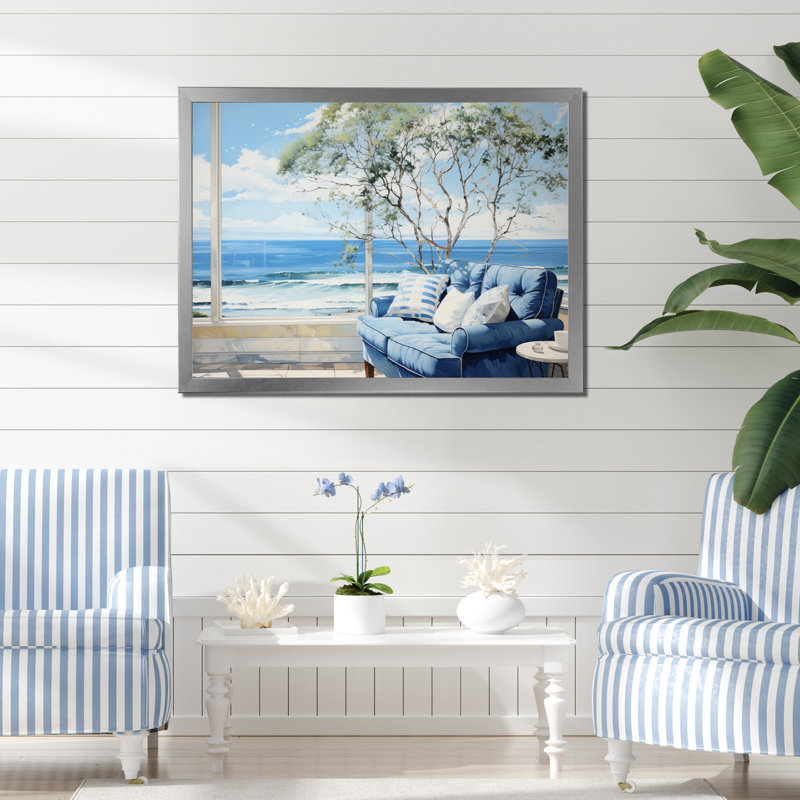 «Coastalwindows Windows To The II», reproduction sur toile encadrée, H 34 po x l 44 po x P 1,5 po, Cadre simple argenté