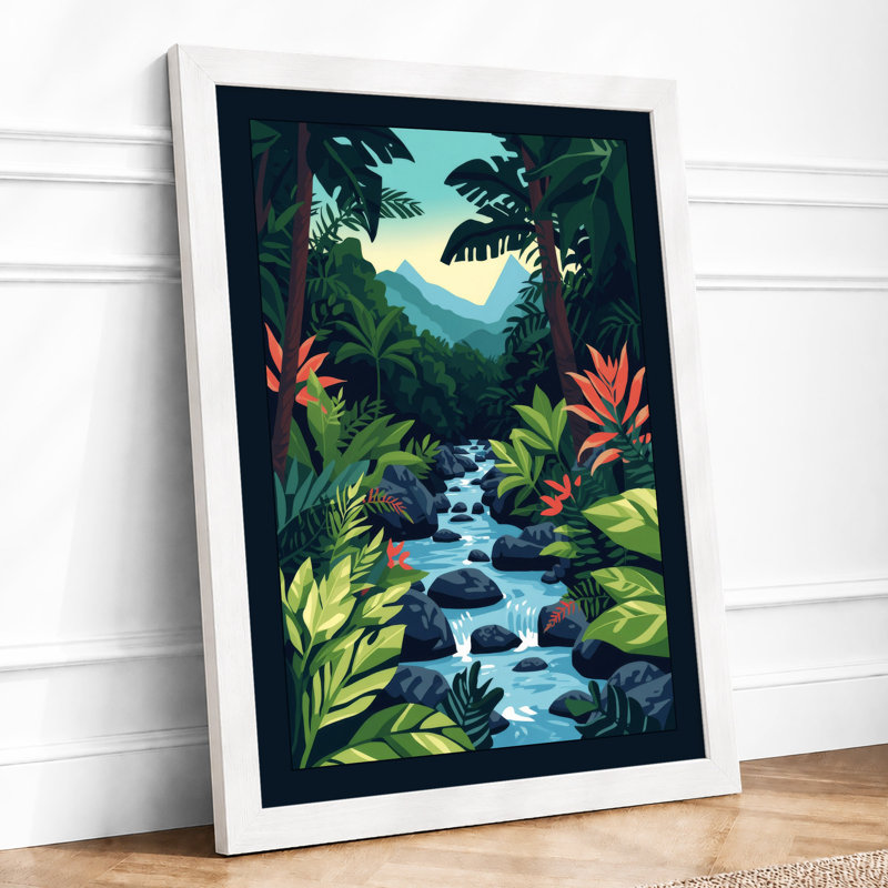 Mountain Beyond Jungle Tropical - Print, A3 - 42.0 x 29.7 cm, White