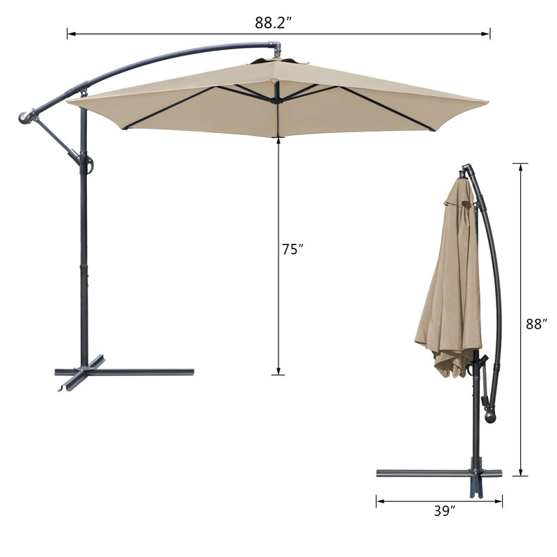 Parasol en porte-à-faux 10 pi Arabella, Beige