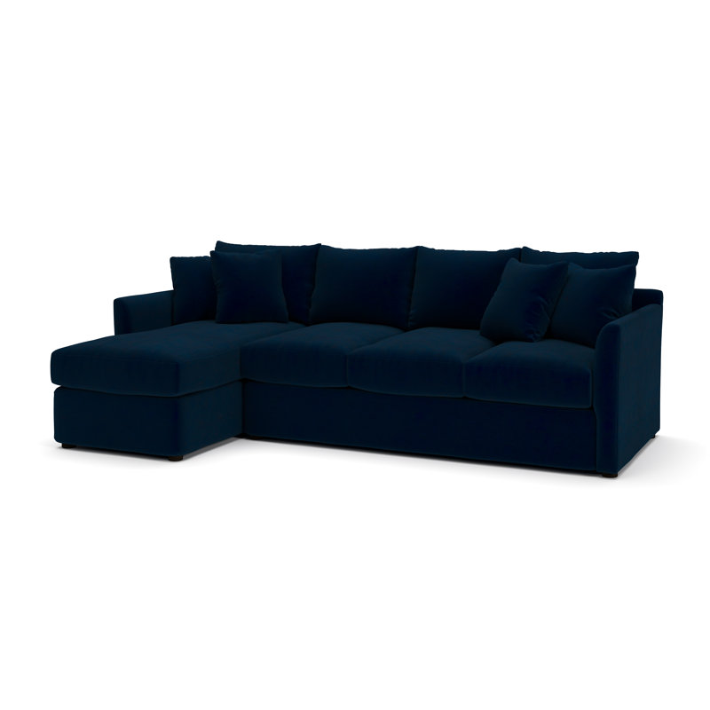 Cecelia Upholstered Sectional, Left Hand Facing, Bella Ink Blue Performance Velvet
