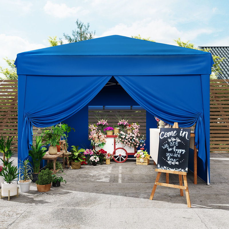 10' x 10' Pop-Up Canopy Tent with 4 Sidewalls, 3 Adjustable Heights, Outdoor Sun Shade with Sandbags and Carrying Bag for Camping and Events