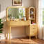 Meuble-lavabo cannelé avec grand miroir, 4 tiroirs, armoire de rangement, station de charge et comptoir en verre