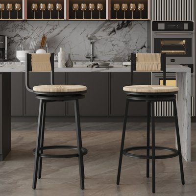 Charleen Metal and Rope Swivel Bar Stools