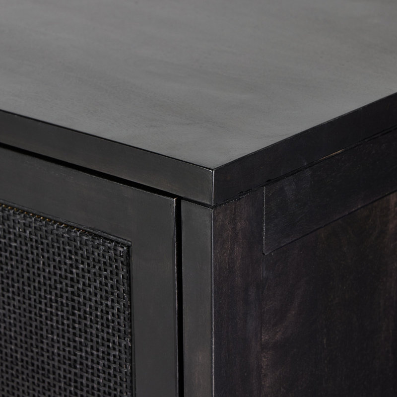 Caprice Bar Cabinet-Natural Cane, Black