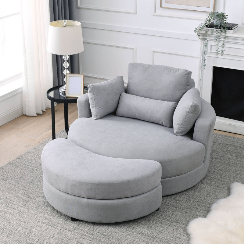 Canapé moderne avec accoudoir pivotant Welike, Gris clair