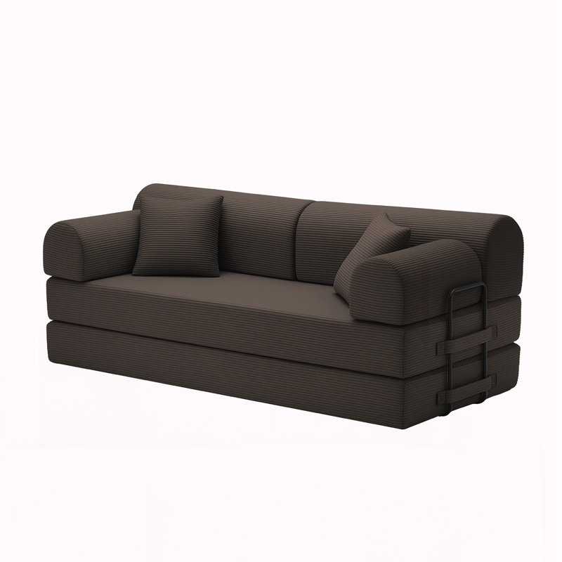 Canapé-lit convertible, Tissu brun
