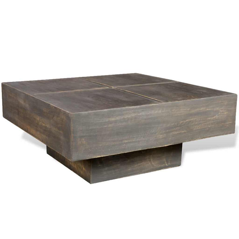 Table basse simple en bois massif, Marron foncé, H 11 po x l 26,8 po x P 26,8 po