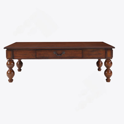 Rectangular Vintage Wooden Coffee Table With Storage Drawer And Solid Wood Gourd - Shaped Legs, No - Tools Assembly For Living Room