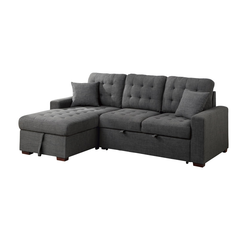 Jerrud Sectional With Right Chaise, 38" H x 87" W x 61"D, Left Hand Facing, Herman Dark Gray Polyester