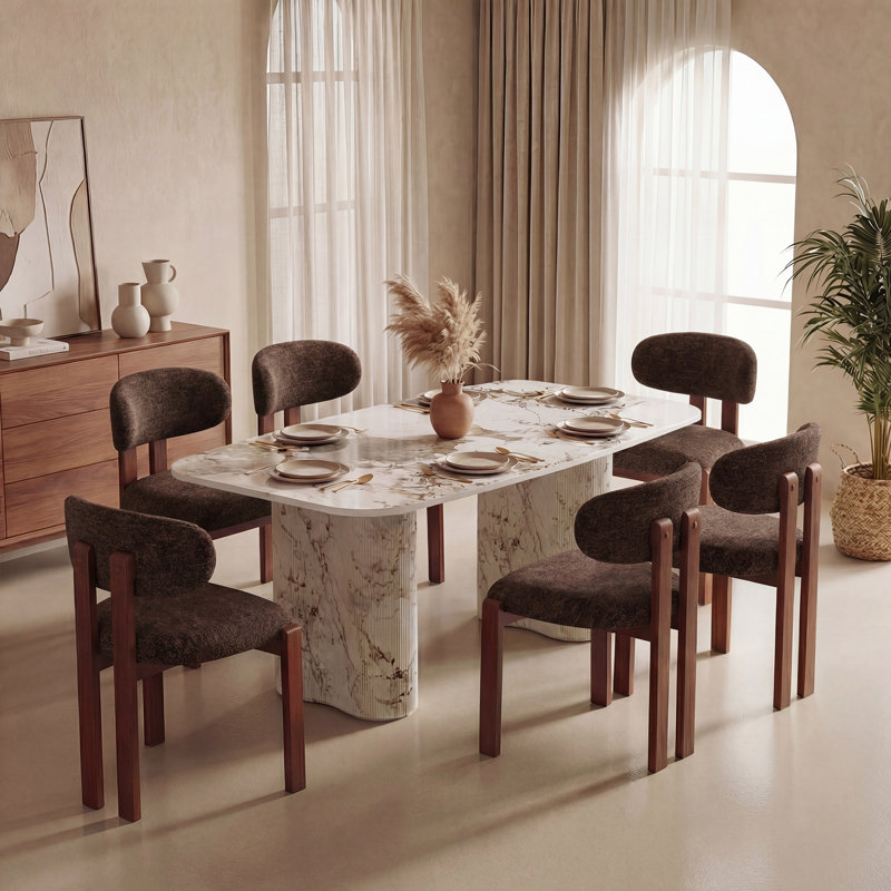 40.5 cm H Upholstered Fabric Dining Chair, Dark Brown/Walnut