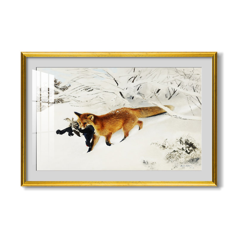 Renard dans un paysage enneigé (Räv i snölandskap), 1900 - Bruno Liljefors - Estampe encadrée sur mesure