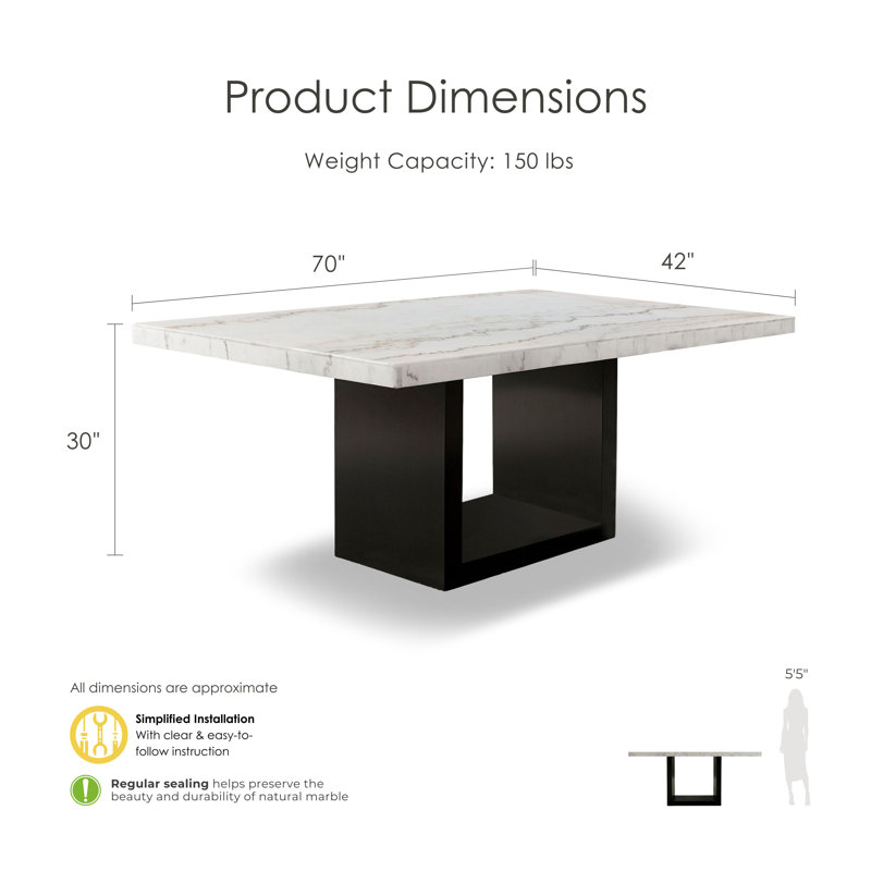 Perrinton 6 - Person Marble Top Pedestal Dining Set, Black/Light Gray