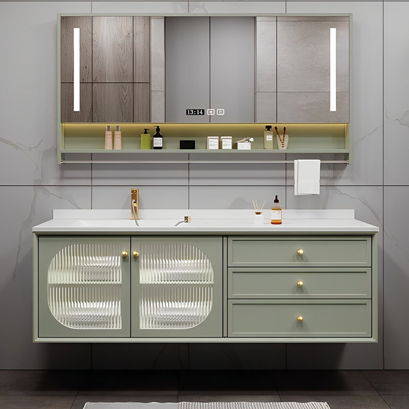 French style modern simple bathroom cabinet, 59", Wheat