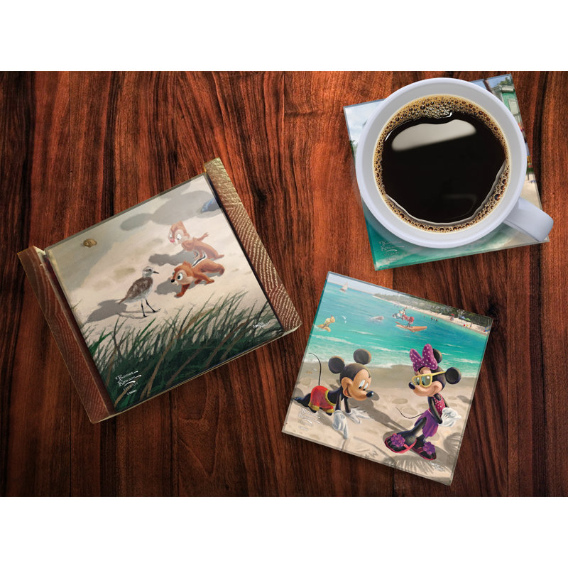 (Symboles) Ensemble de sous-verres en verre Starfire, Disney / Mickey et Minnie en Floride