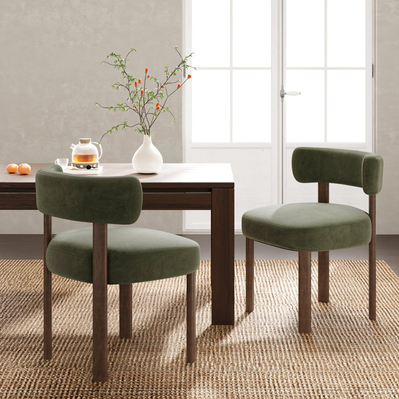 Chaise d'appoint rembourrée en bois massif, Vert
