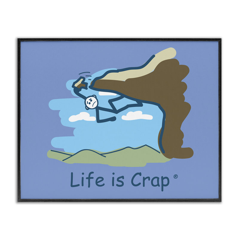 «Falling Rock Climber», estampe numérique par LIC, H 11 po x l 14 po, Giclée encadrée noir minuit