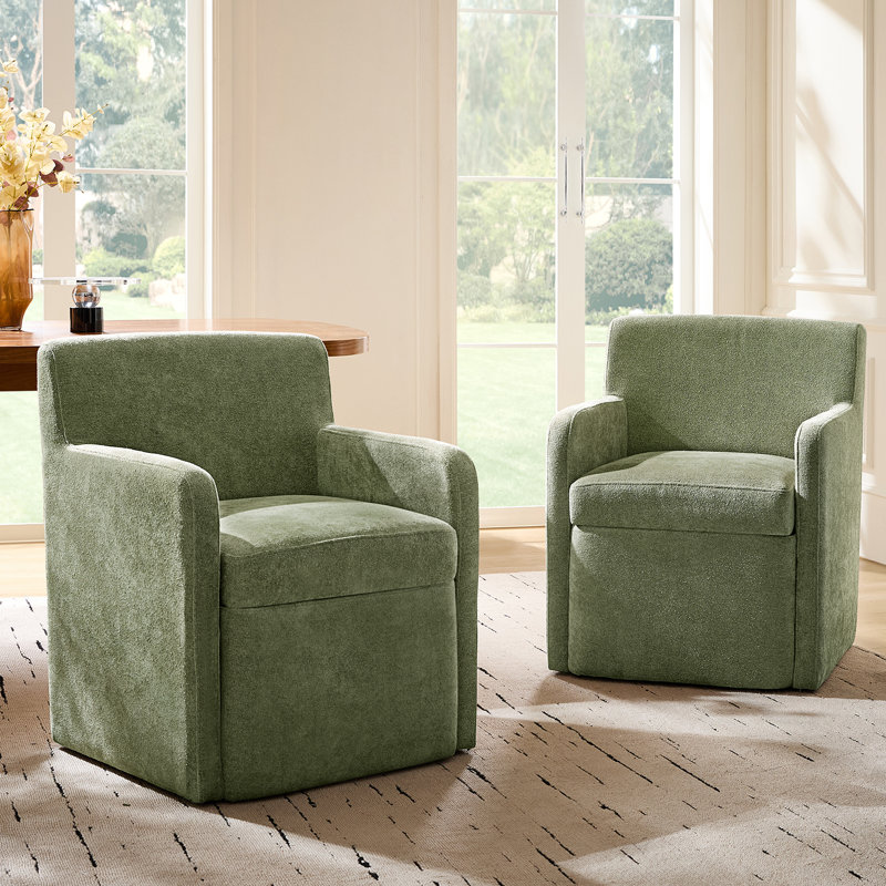 Gosselin 22.5''W Modern Moveable Dining Chair With Storage, Moss Green