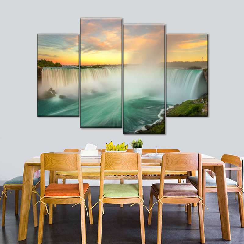 Ensemble de 4 pièces d'art mural sur toile Niagara Falls, H 32 po x l 52 po