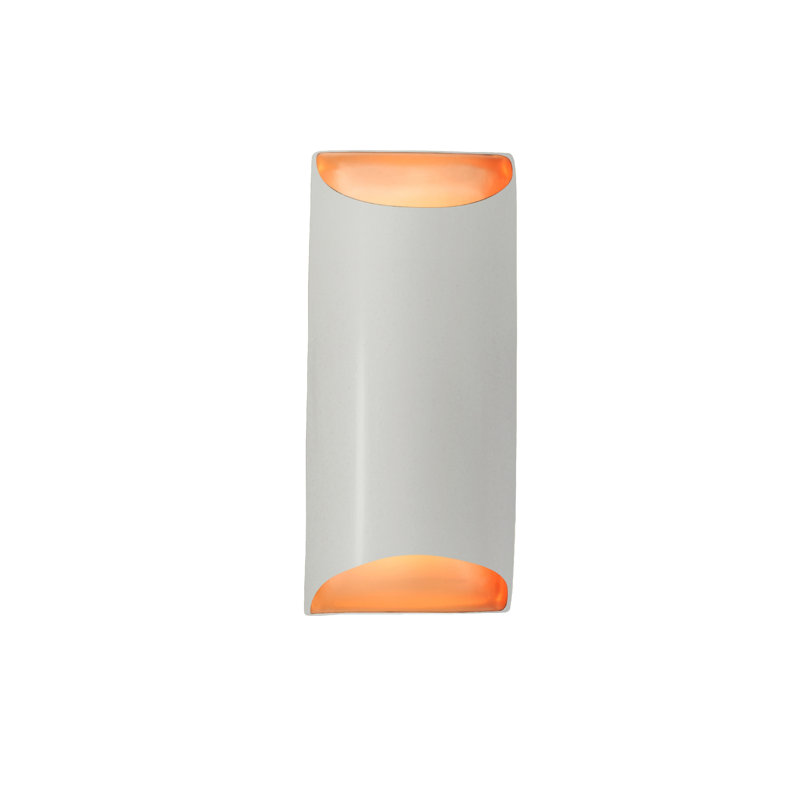 Beda Ceramic LED Wall Light, 13.75" H x 7" W x 4" D, Matte White/Champagne Gold