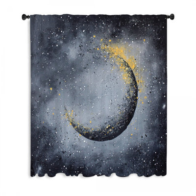 Crescent Moon Window Curtains, Space Blockout & Sheer Curtains - 1 Panel