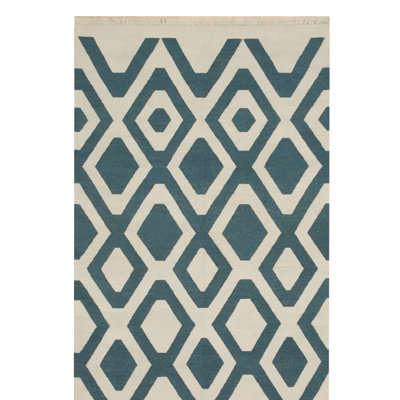 Tapis bleu noué à la main Gaines