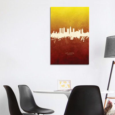 Atlanta Georgia Skyline Red Gold by Michael Tompsett - Wrapped Canvas Gallery-Wrapped Canvas Giclée