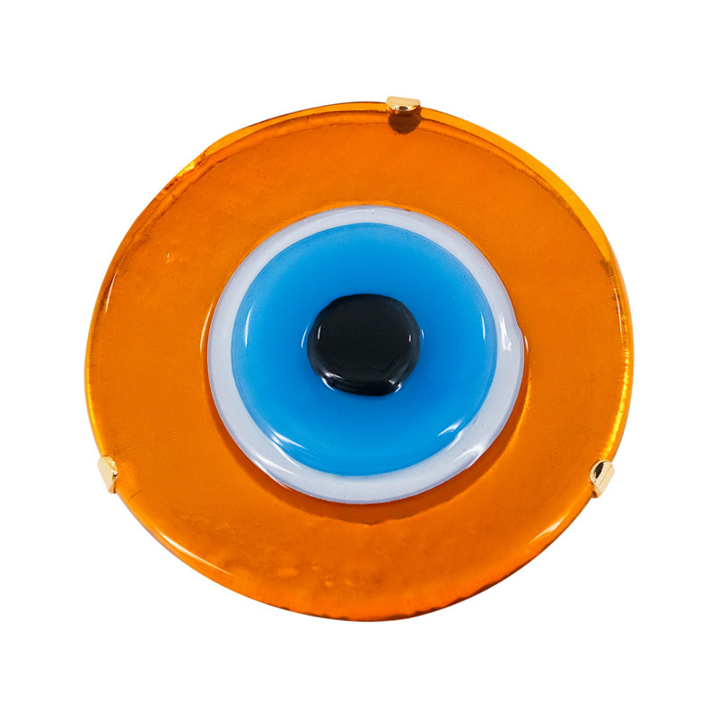 Glass Evil Eye Napkin Ring Gift Box, Amber
