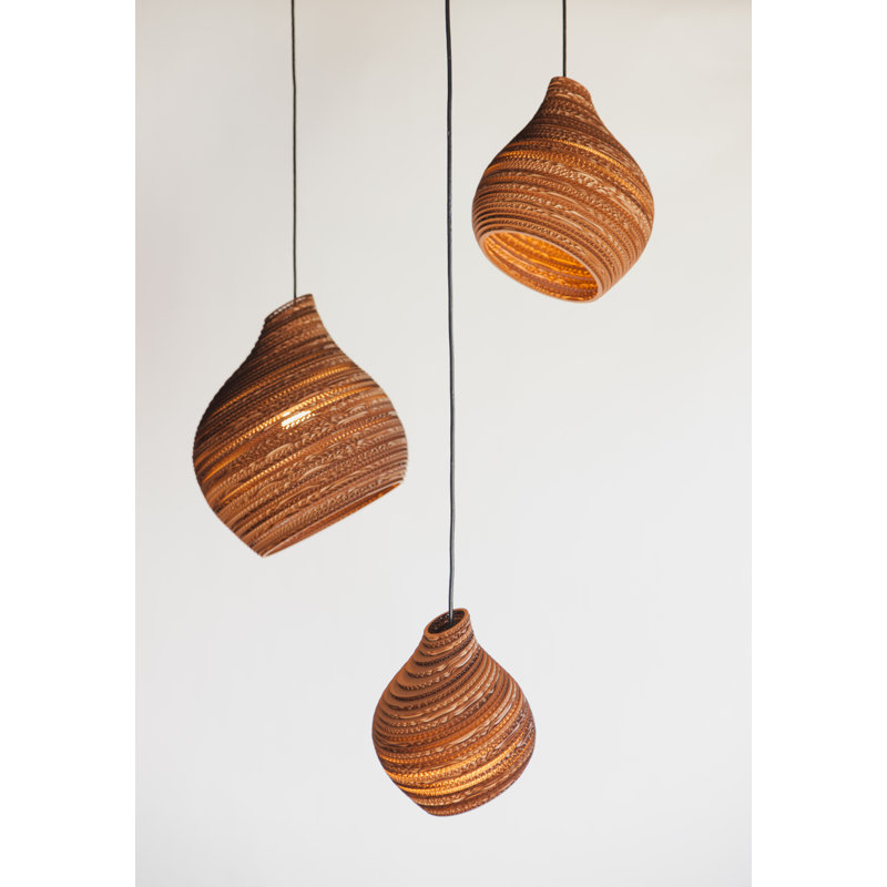 Scraplights Organic Hive Recycled Cardboard Pendant Light, 18" H x 15" W x 15" D, Natural