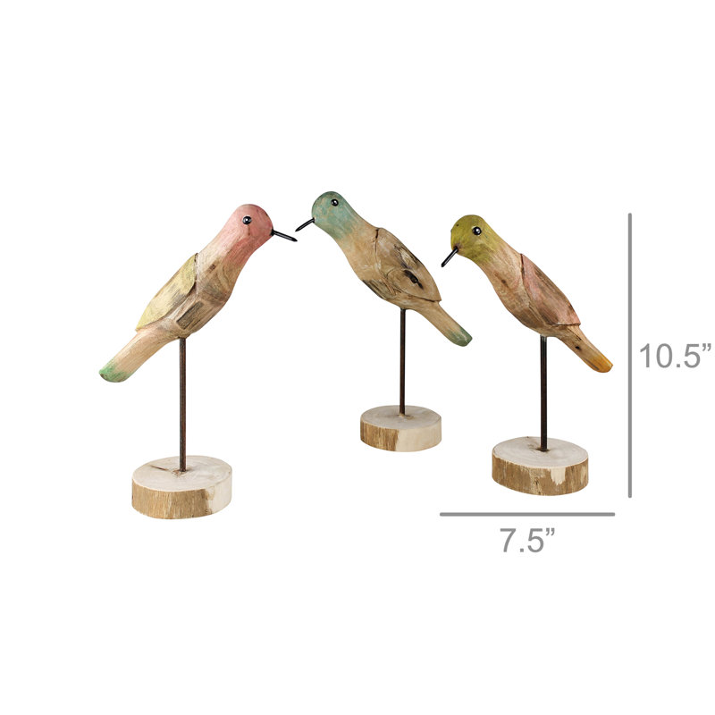 Marrell Wood Parakeets 3 Piece Set