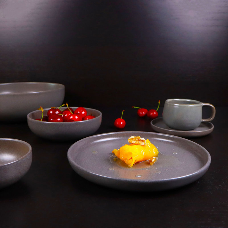 Habram 4 Piece Salad Plate Set, Beige/Grey
