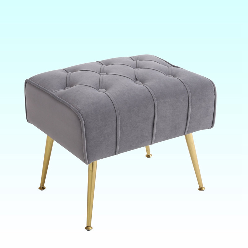 Chaise d'appoint moderne avec repose-pieds, Velours gris