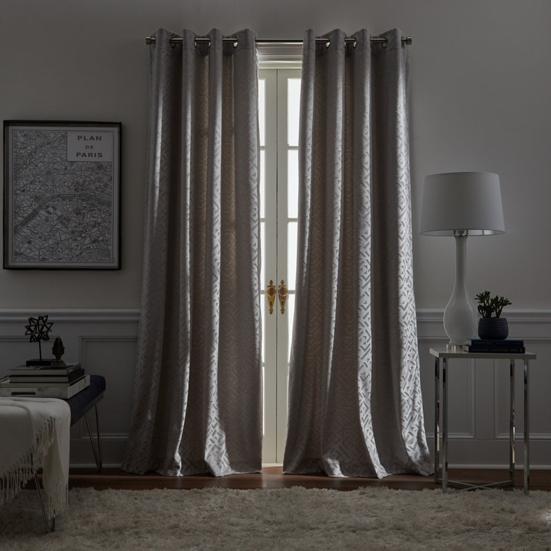 Paire de rideaux occultant et doublé avec œillets embossés 95 po (ensemble de 2), L 50 po x L 95 po